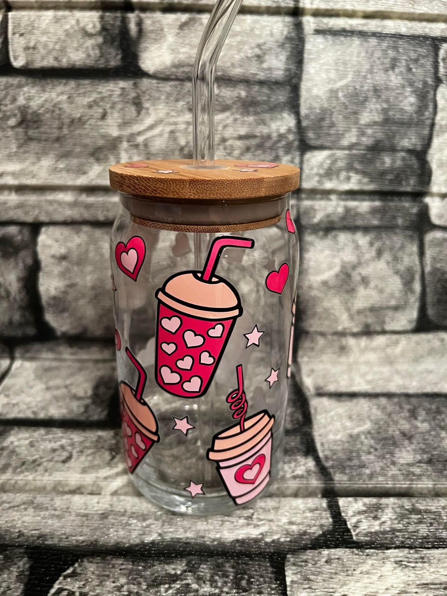 Pink Latte Clear Glass