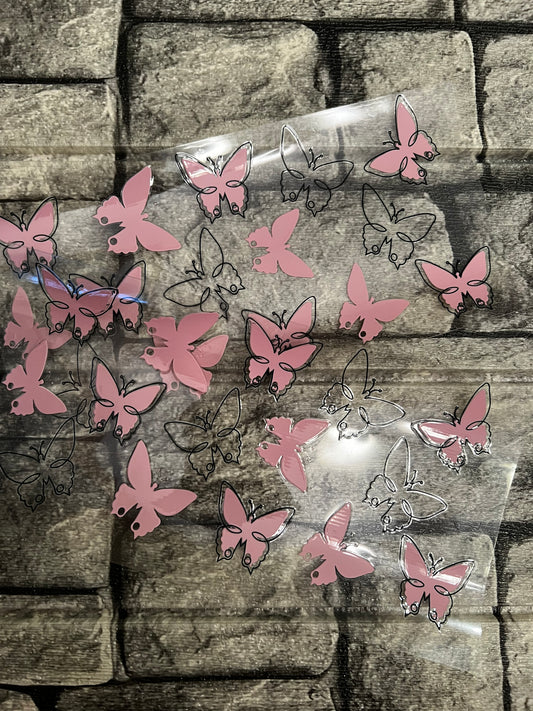 Pink Butterflies -UV/DTF Transfer