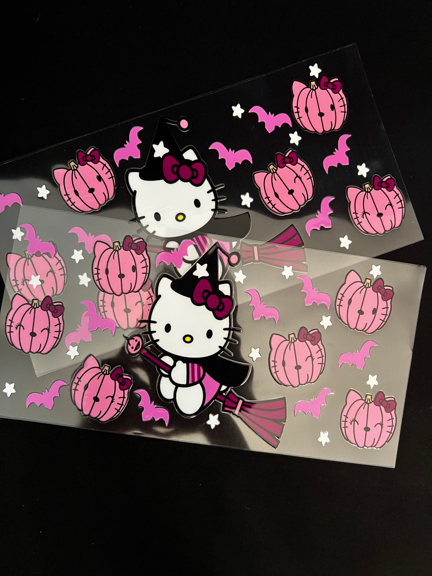 Kitty w/pink pumpkins-UV/DTF Transfers